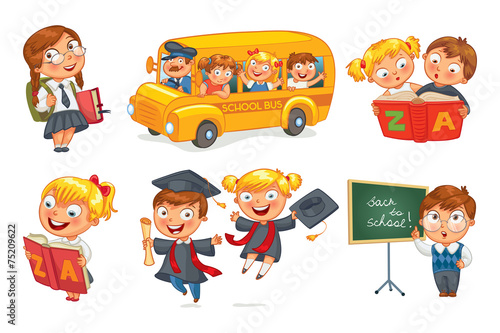 Back to school. Pupils in school uniform
