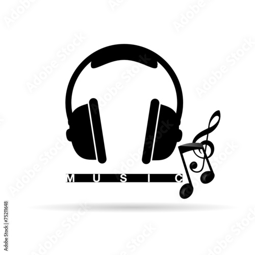headphones vector with music notes illustration