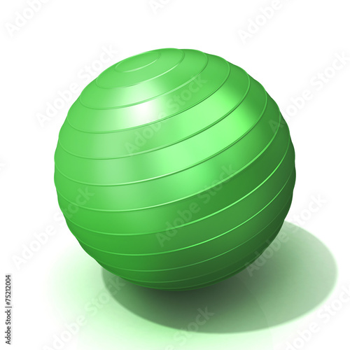 Green fitness ball isolated on white background