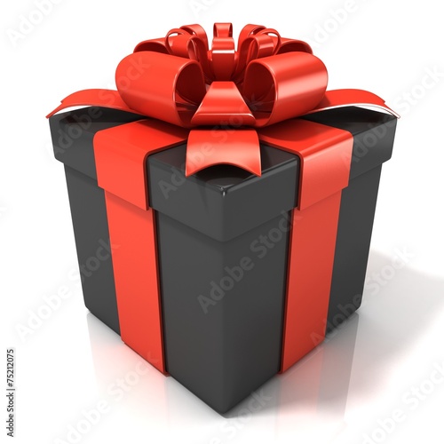 Black gift box isolated on white background