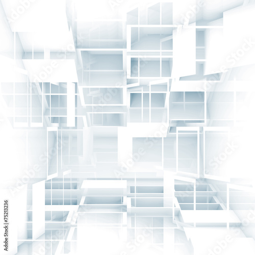 Abstract digital 3d background with chaotic white cubes