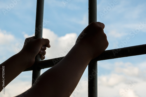 Prisoner holding bars in the jail
