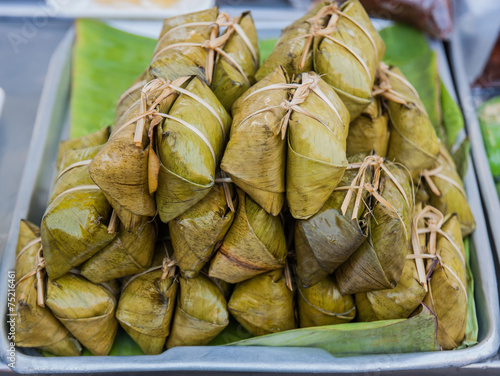 Bunch of mush ,Thai dessert style which insert banana inside to