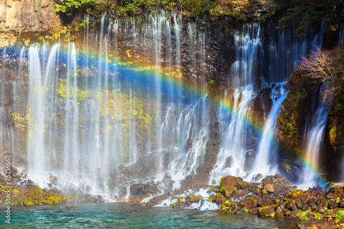 Fototapeta Naklejka Na Ścianę i Meble -  Shiraito no Taki waterfall with rainbow