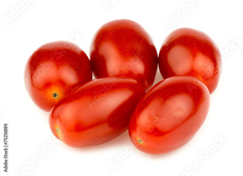 Plump cherry tomatoes on white