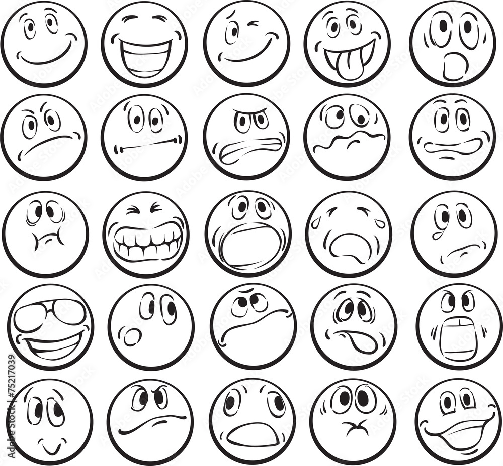 Coloring book of emotional faces Coloring book of emotional faces