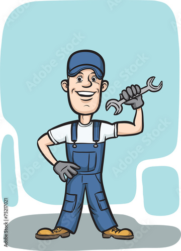 cartoon plumber with wrench