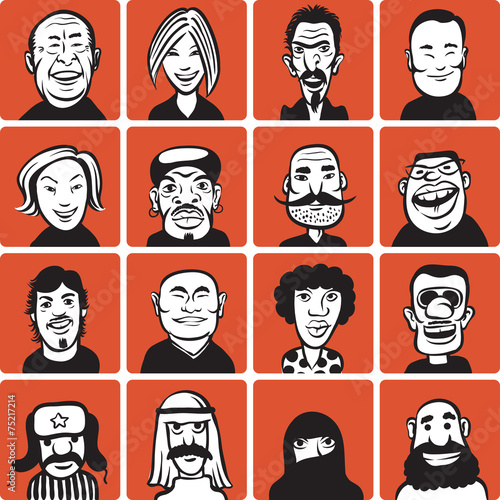Set of doodle faces