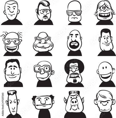 whiteboard drawing - set of doodle faces
