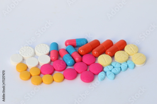 Spilled pills of drug or alimentary supplement..
