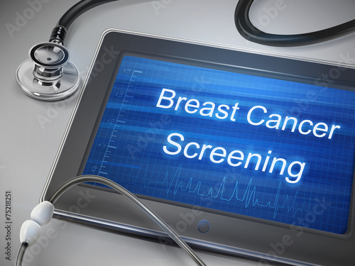 breast cancer screening words display on tablet