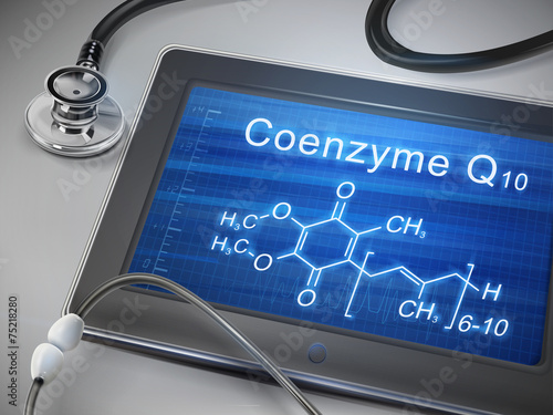 coenzyme Q10 words display on tablet photo