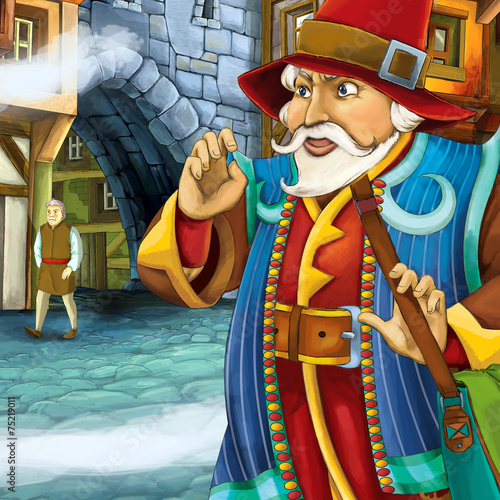 Cartoon fairy tale scene - merchant - illustration photo