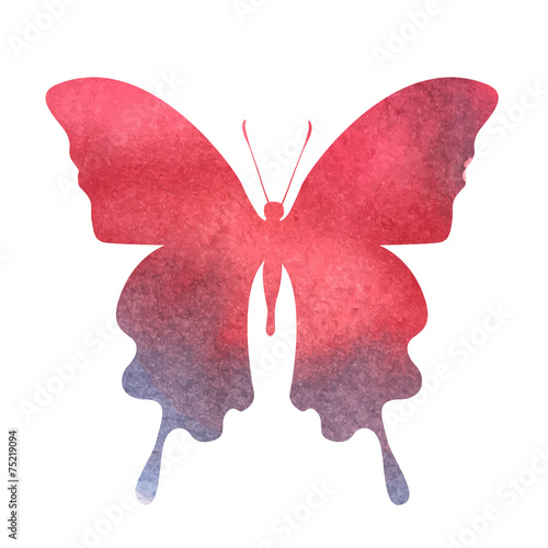 colorful red-blue watercolor butterfly