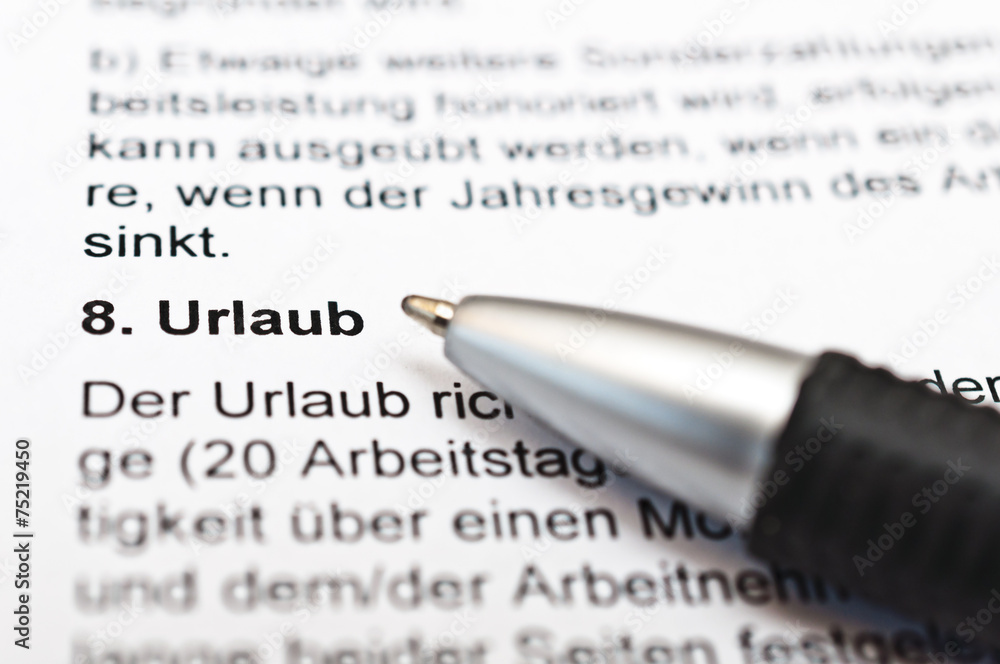 Arbeitsvertrag Urlaub Stock Photo Adobe Stock