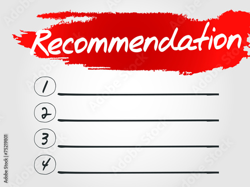 Recommendation Blank List, vector concept background
