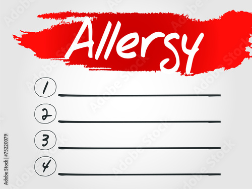 Allergy Blank List, vector business concept background