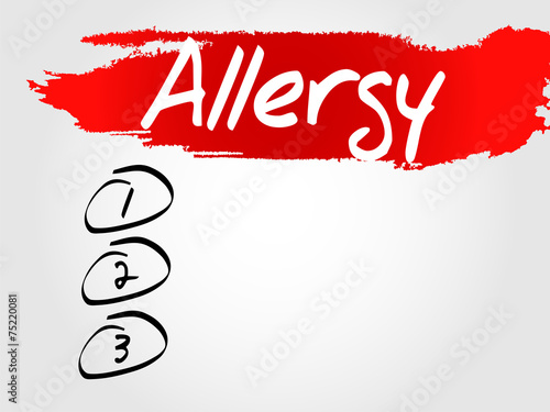 Allergy Blank List, vector business concept background