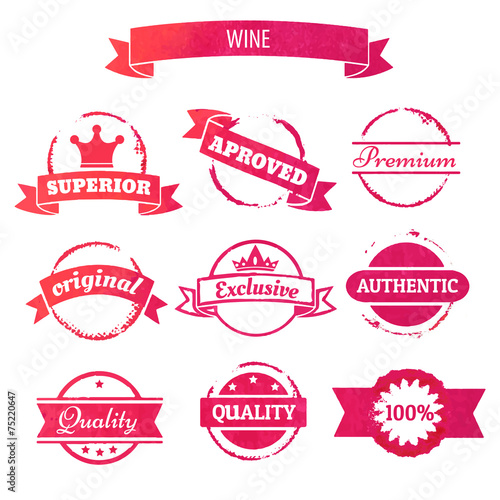 vector wine stain circles and retro stamps and badges isolated i