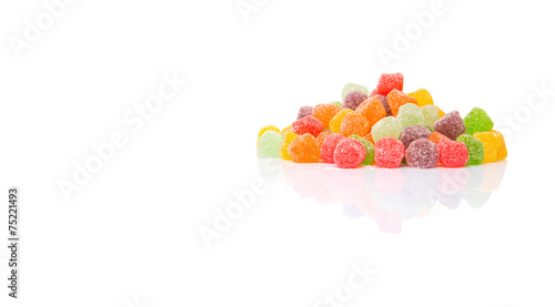 Colorful mix sugar jelly candy over white background