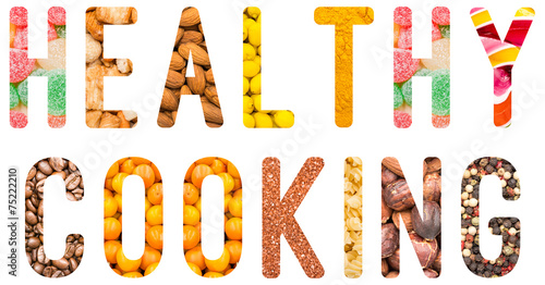 Healthy Cooking Word Concept Isolated Made From Food Ingredients