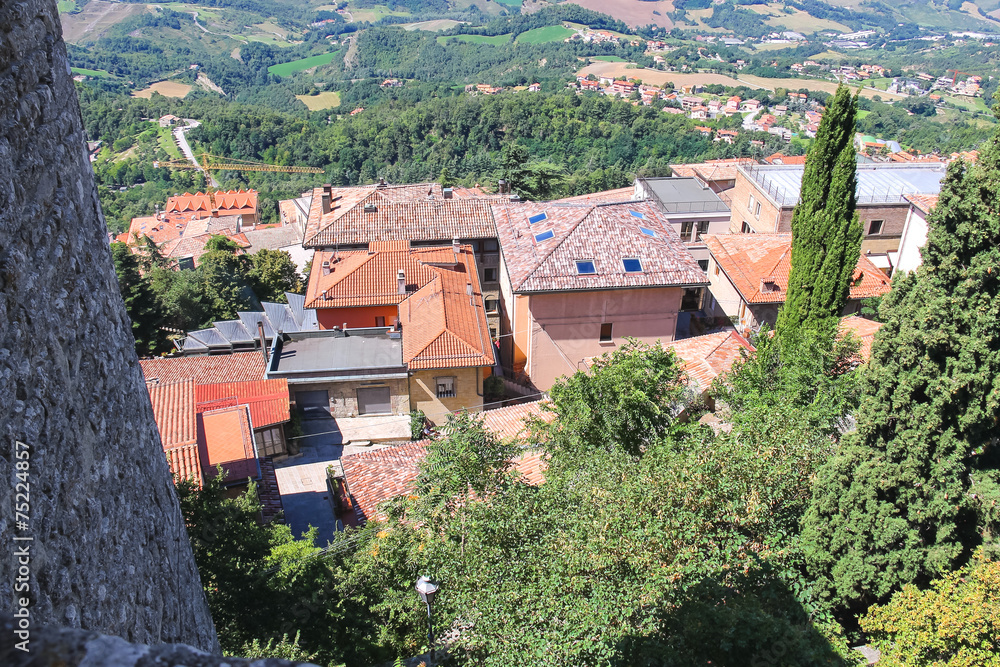 View of the village from the fortress of San Marino. The Republi