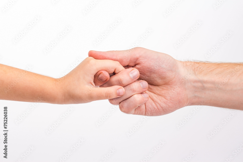 male hand holding the child male hand holding the child