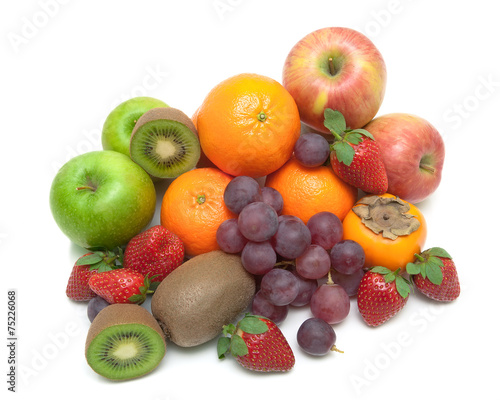 juicy fresh fruits isolated on white background