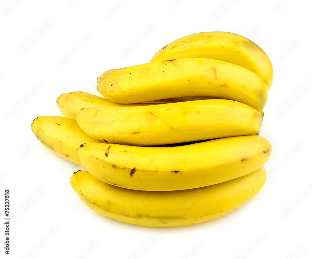 Group of fresh Australian bananas isolated on white background