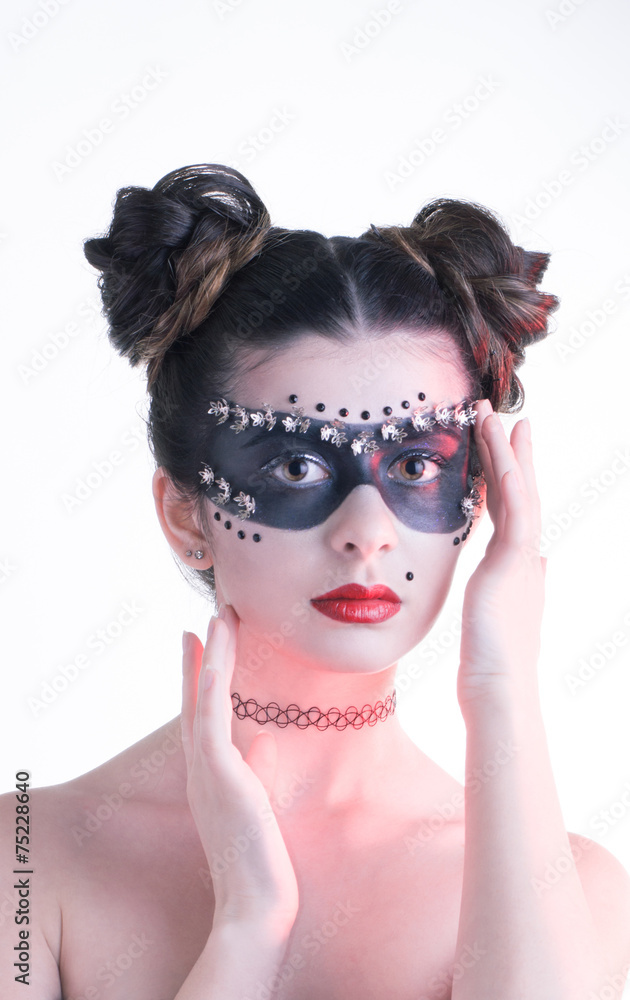 Posing young girl with dramatic make up Posing young girl with dramatic make up