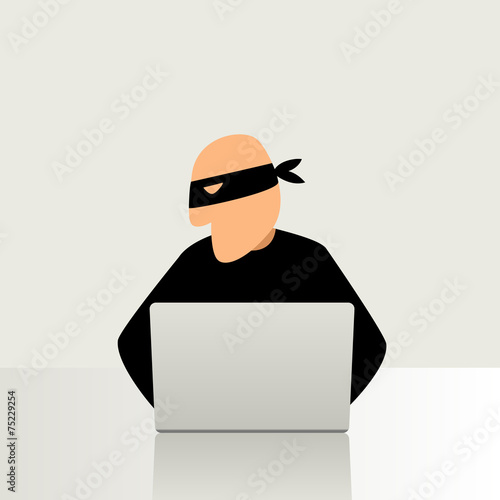 Simple cartoon of a computer hacker