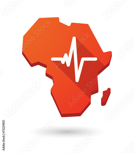 Africa continent map icon with a heart beat sign