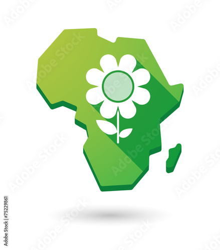 Africa continent map icon with a flower