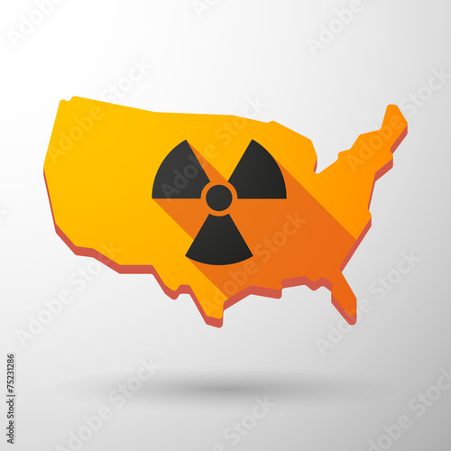 USA map icon with a radioactivity sign