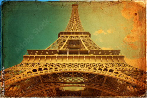 Canvas Print The Eiffel Tower in Paris in vintage style