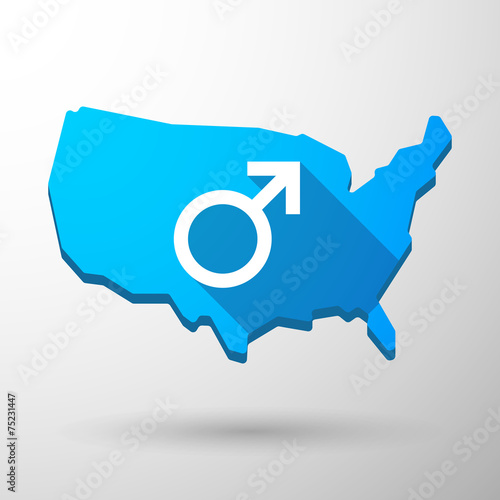 USA map icon with a male sign