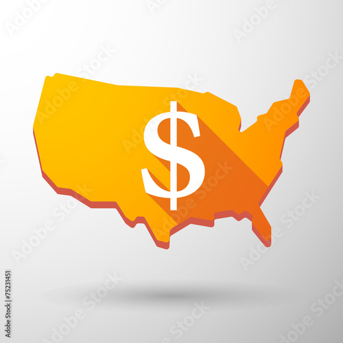 USA map icon with a dollar sign