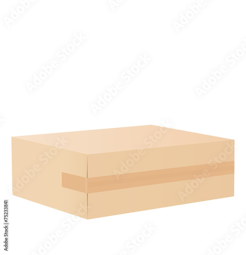 Cardboard box taped up and isolated on a white background.