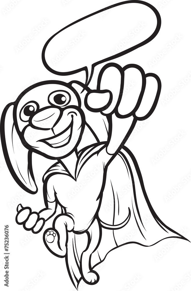 whiteboard drawing - cheerful cartoon super dog whiteboard drawing - cheerful cartoon super dog