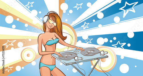 Summer Disc Jockey Girl in Bikini