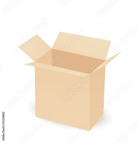 Cardboard box taped up and isolated on a white background.