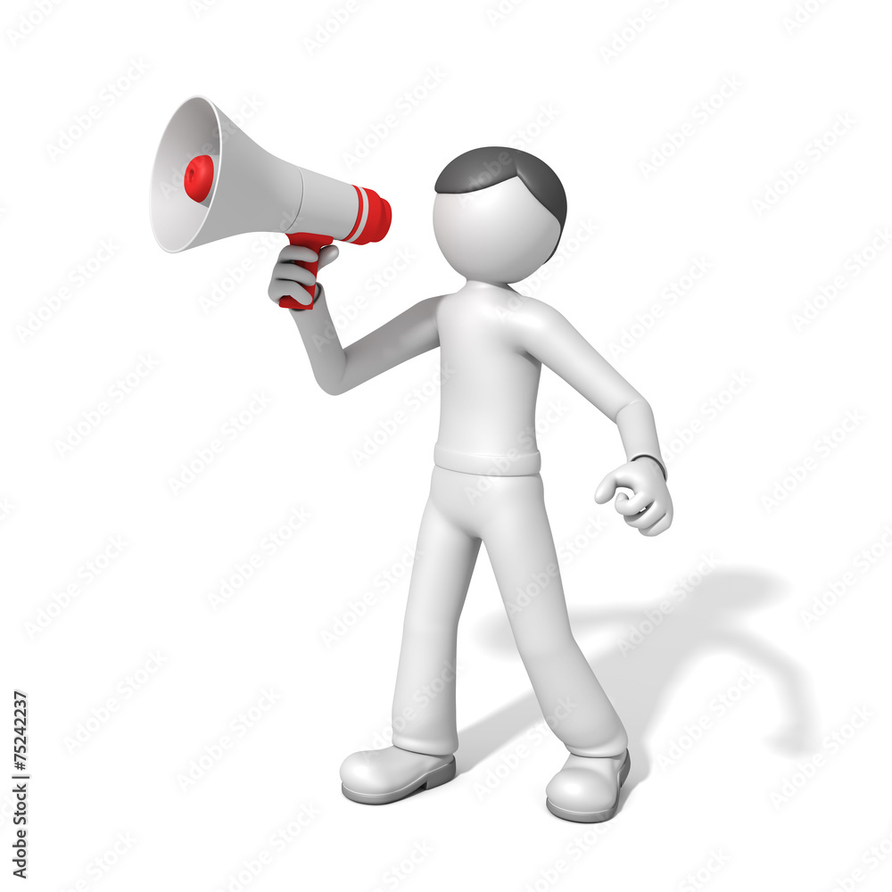 3d man with a megaphone 3d man with a megaphone