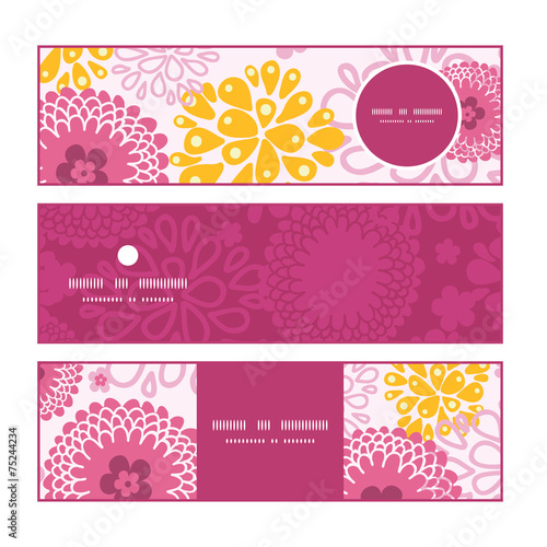 Fototapeta Naklejka Na Ścianę i Meble -  Vector pink field flowers horizontal banners set pattern