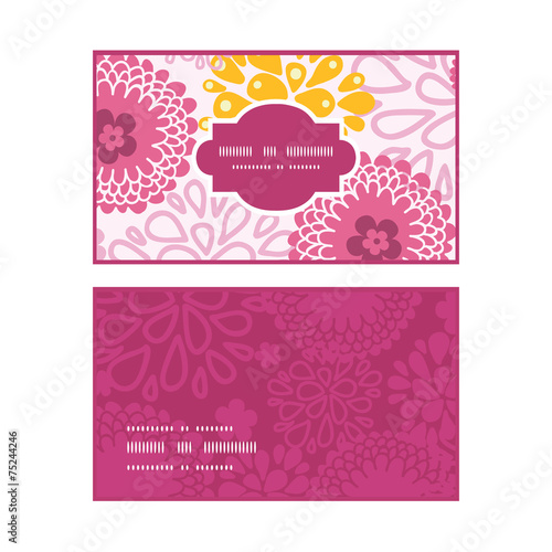 Fototapeta Naklejka Na Ścianę i Meble -  Vector pink field flowers horizontal frame pattern business