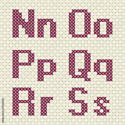 Cross stitch alphabet and number.
