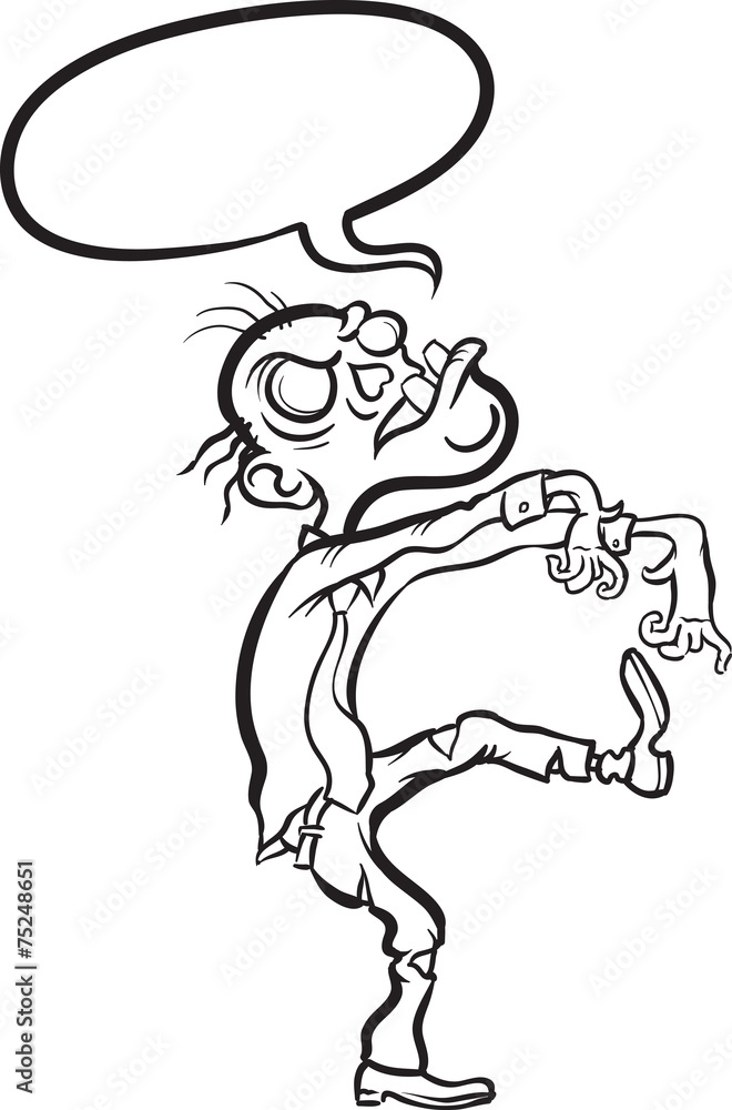 Fototapeta premium whiteboard drawing - walking zombie businessman