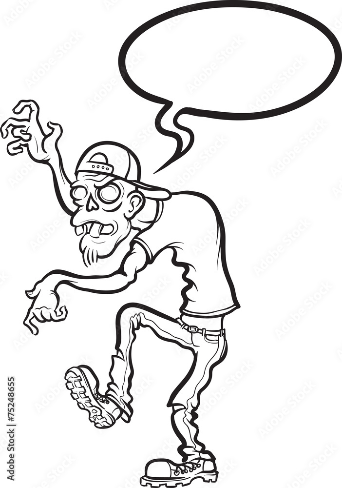 Fototapeta premium whiteboard drawing - angry zombie guy