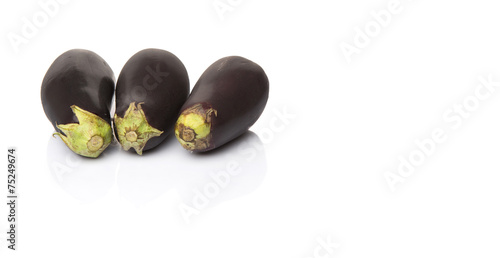 Black skinned eggplant over white background