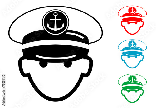Pictograma icono capitan de barco con varios colores photo
