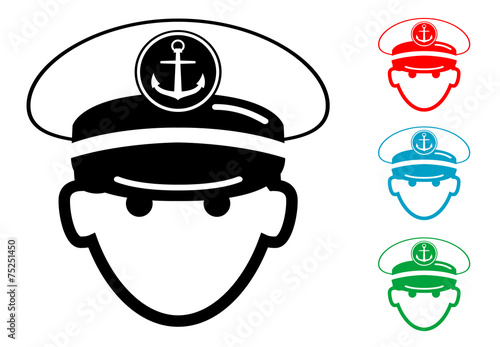 Pictograma icono capitan de barco con varios colores
